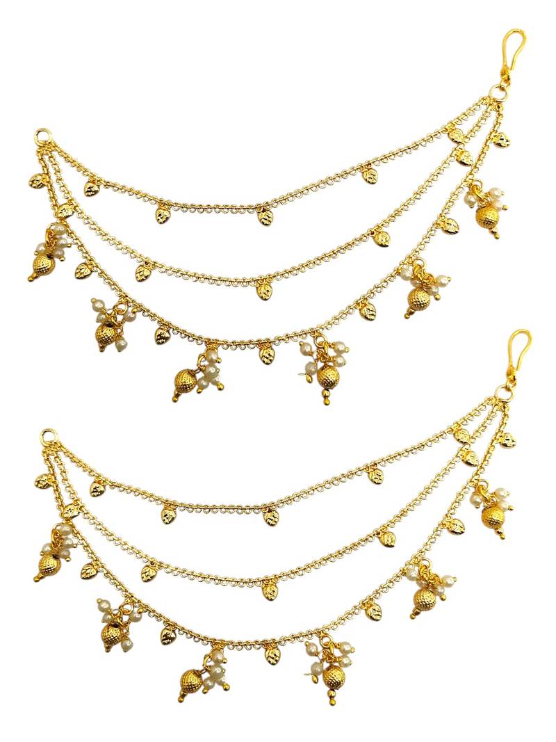 Golden fantasy beaded layered ear chain