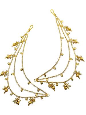 Golden fantasy beaded layered ear chain 3