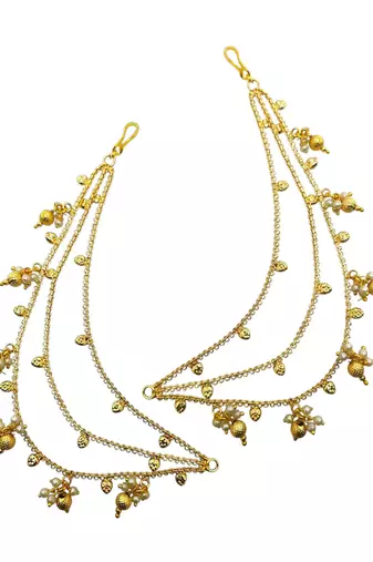 Golden fantasy beaded layered ear chain