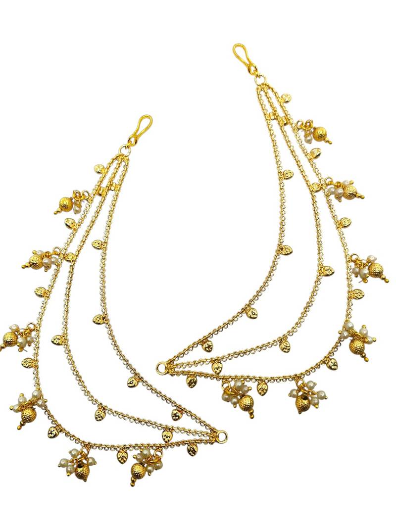 Golden fantasy beaded layered ear chain