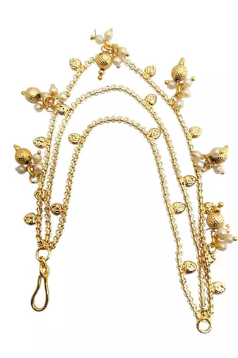 Golden fantasy beaded layered ear chain