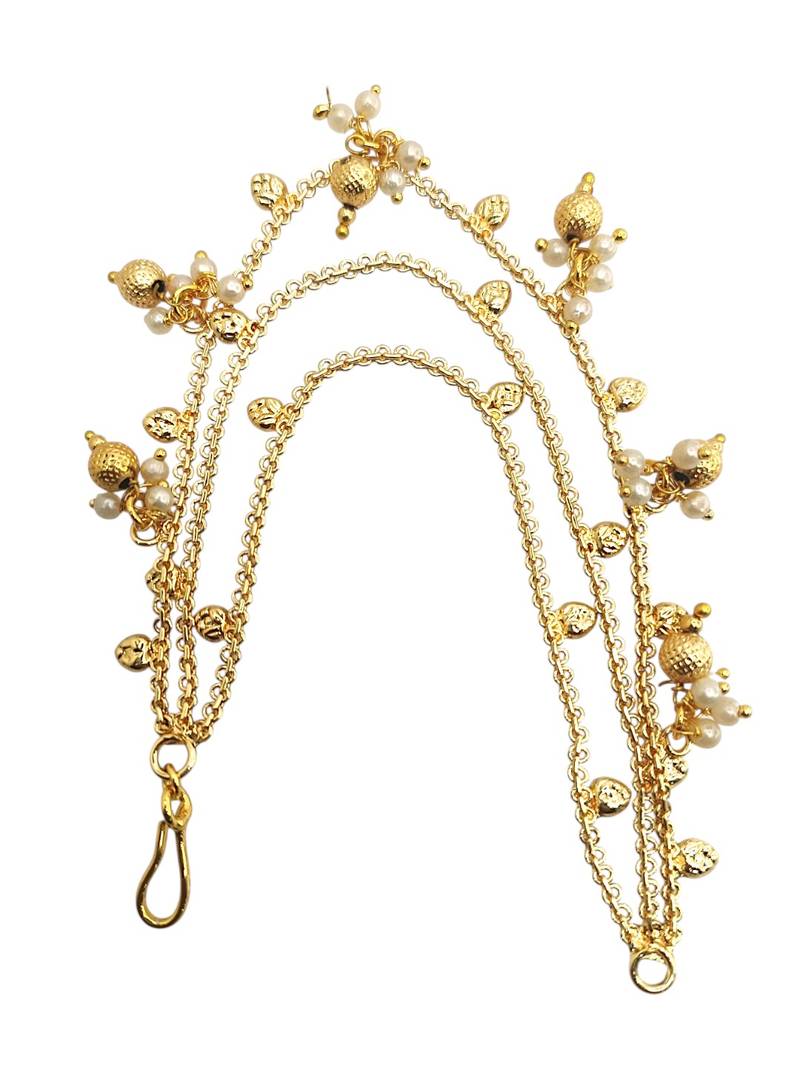 Golden fantasy beaded layered ear chain