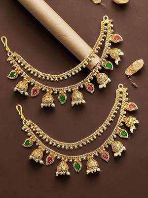 Gold plated bahubali layered ear chain 1