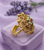 Gold plated mandala floral adjustable finger ring