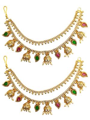 Gold plated bahubali layered ear chain 2