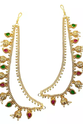 Gold plated bahubali layered ear chain