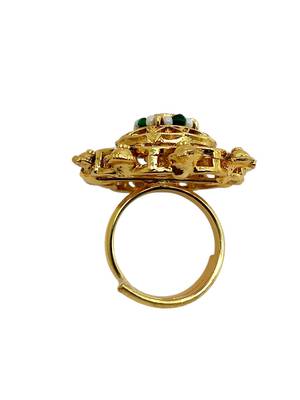 Gold plated mandala floral adjustable finger ring 5