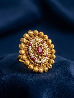 Gold plated rajwadi adjustable finger ring 1
