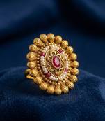 Gold plated rajwadi adjustable finger ring