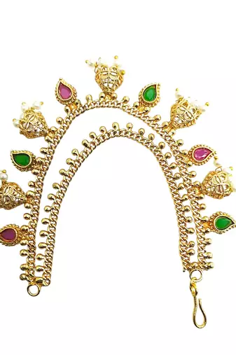 Gold plated bahubali layered ear chain