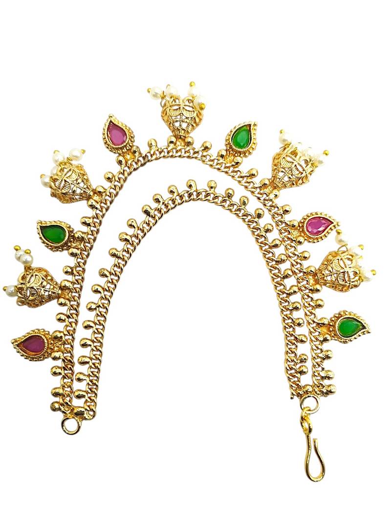 Gold plated bahubali layered ear chain