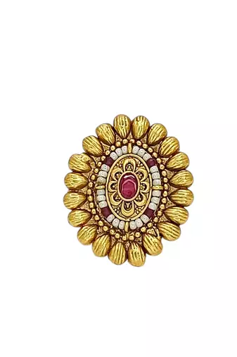 Gold plated rajwadi adjustable finger ring