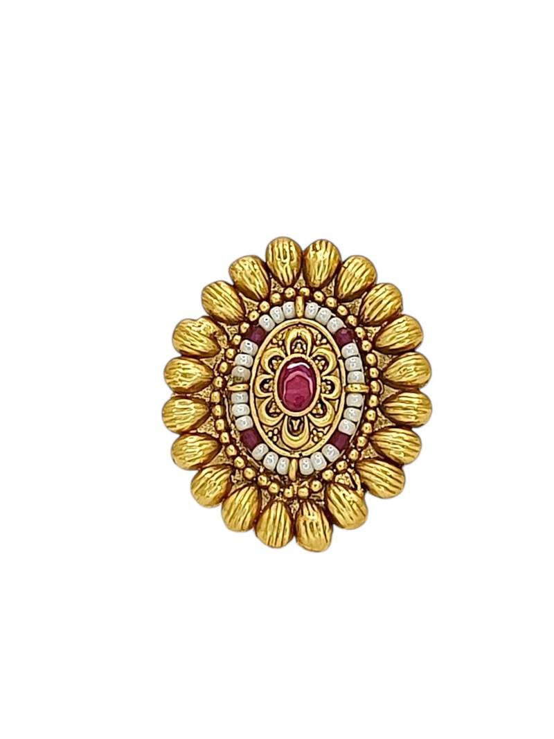 Gold plated rajwadi adjustable finger ring