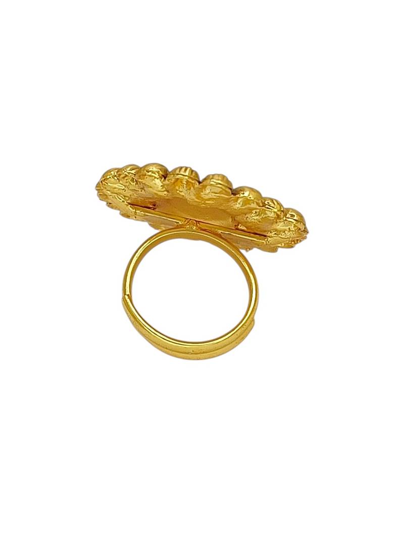 Gold plated rajwadi adjustable finger ring