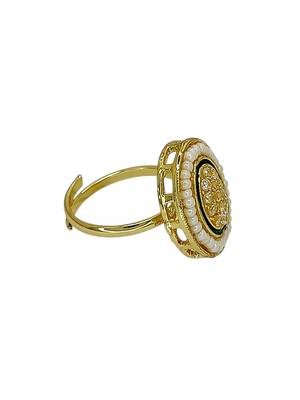 Gold plated cz oval adjustable finger ring 4