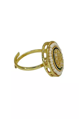 Gold plated cz oval adjustable finger ring