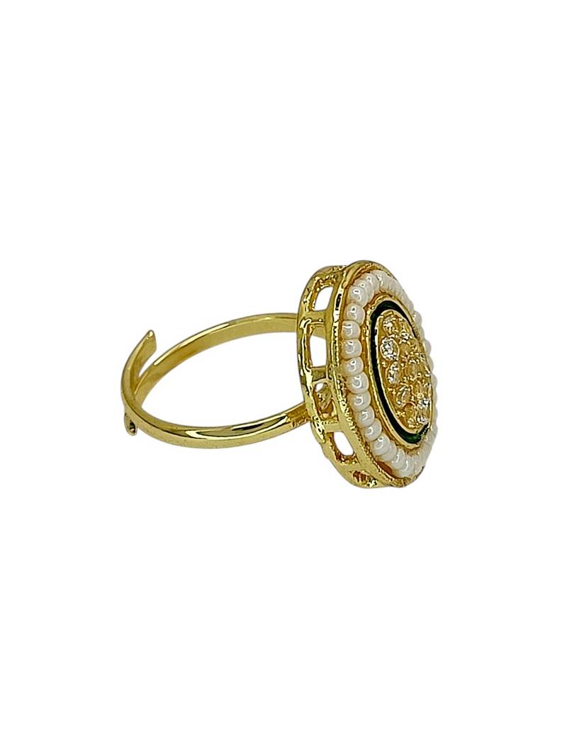 Gold plated cz oval adjustable finger ring