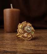 Gold plated cz ennamel adjustable finger ring