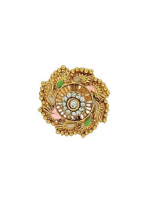 Gold plated cz ennamel adjustable finger ring 2