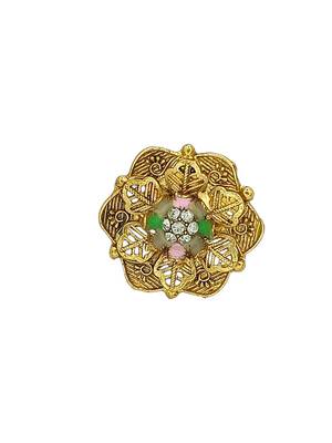 Gold plated cz floral adjustable finger ring 2
