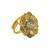 Gold plated cz floral adjustable finger ring