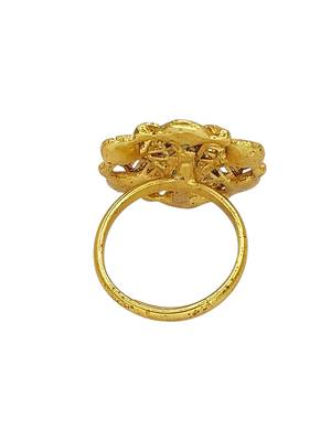 Gold plated cz floral adjustable finger ring 4