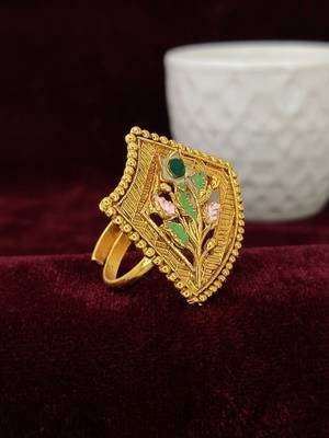 Gold plated meenakari adjustable finger ring 1