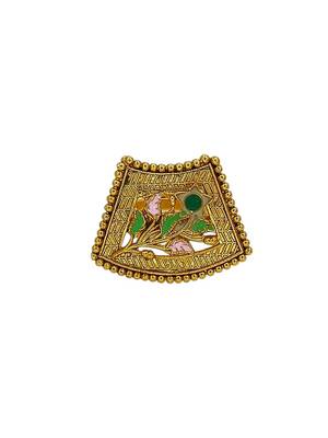 Gold plated meenakari adjustable finger ring 2