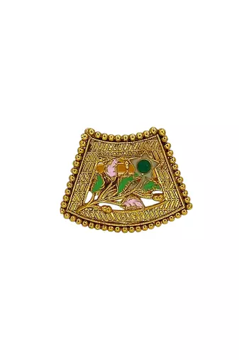 Gold plated meenakari adjustable finger ring