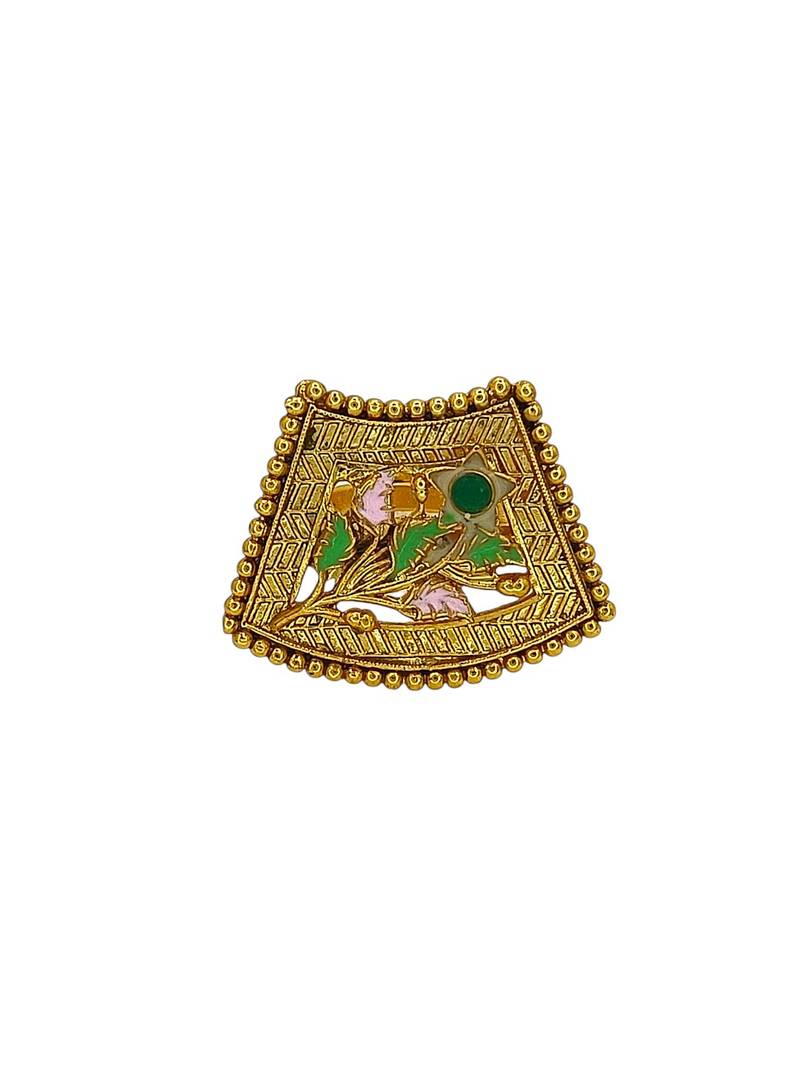 Gold plated meenakari adjustable finger ring