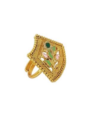 Gold plated meenakari adjustable finger ring 3