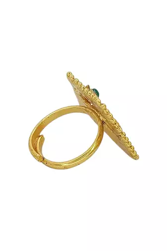 Gold plated meenakari adjustable finger ring