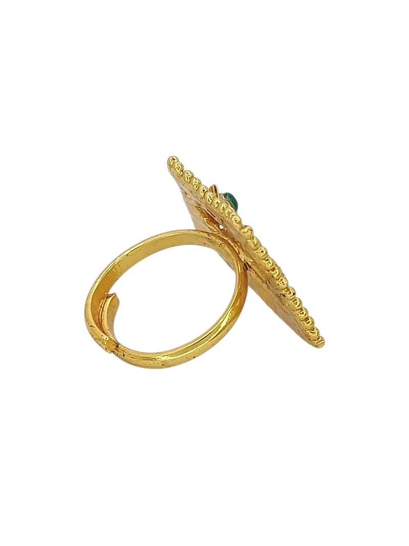 Gold plated meenakari adjustable finger ring