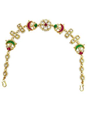 Gold plated kundan mathapatti sheeshphool head jewellery 2