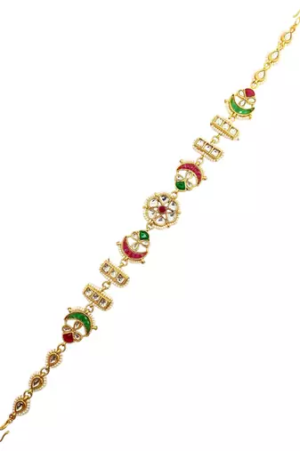 Gold plated kundan mathapatti sheeshphool head jewellery