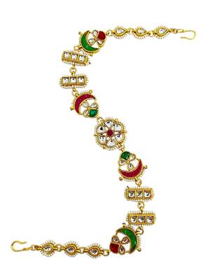 Gold plated kundan mathapatti sheeshphool head jewellery 5
