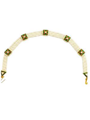 Gold plated square kundan meenakari sheeshphool mathapatti 3