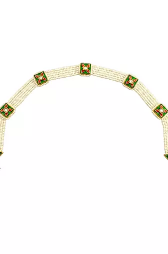 Gold plated square kundan meenakari sheeshphool mathapatti