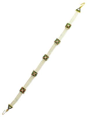 Gold plated square kundan meenakari sheeshphool mathapatti 4