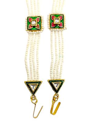 Gold plated square kundan meenakari sheeshphool mathapatti 5