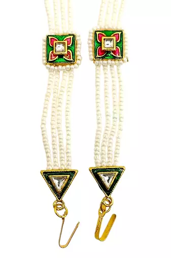 Gold plated square kundan meenakari sheeshphool mathapatti