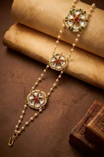 Gold plated kundan layered sheeshphool mathapatti