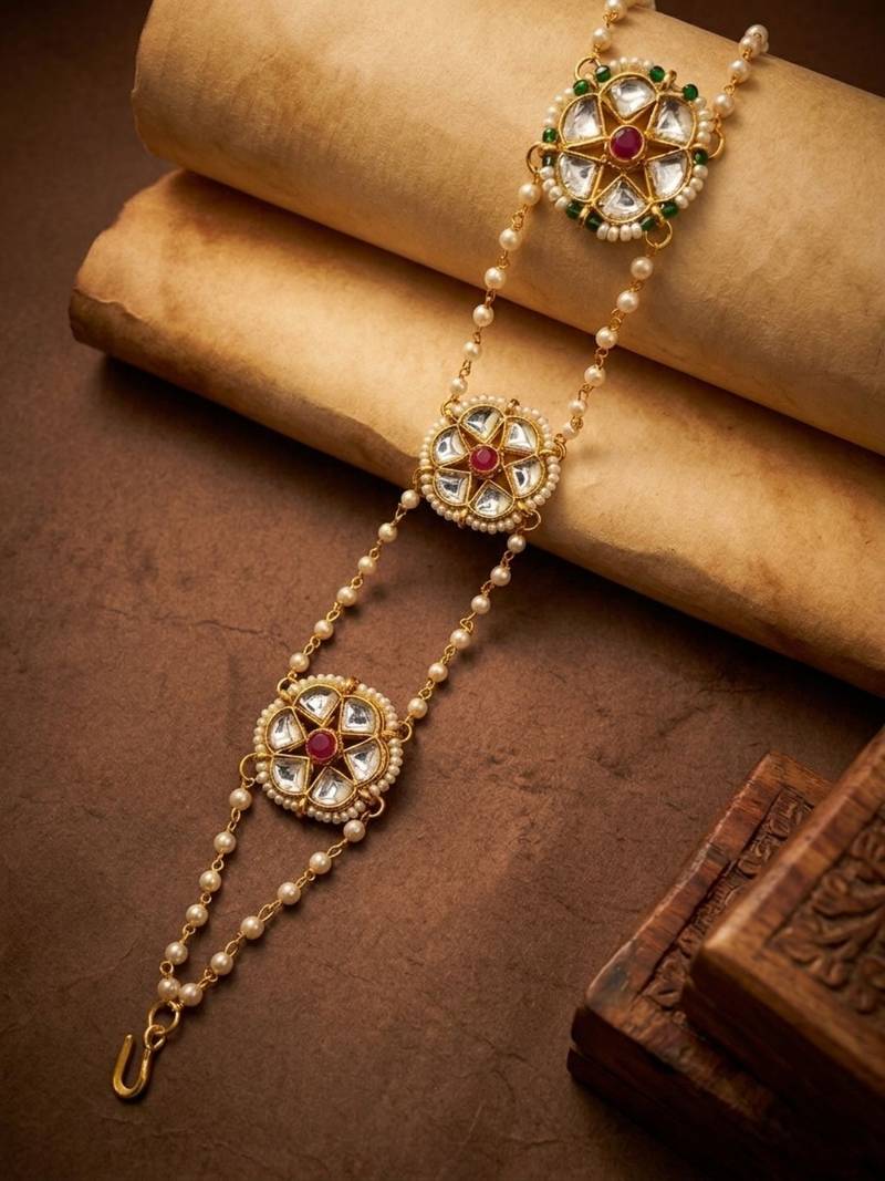 Gold plated kundan layered sheeshphool mathapatti