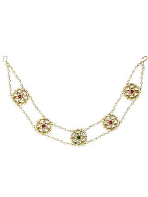Gold plated kundan layered sheeshphool mathapatti 2