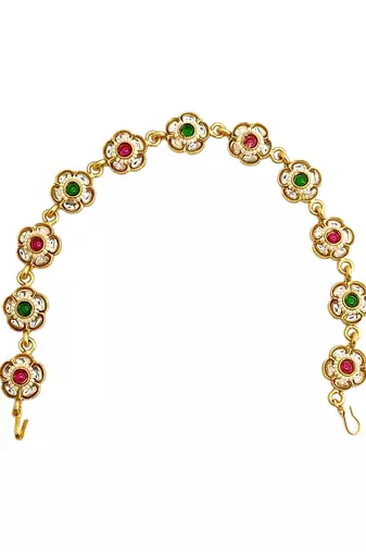 Gold plated floral  kundan mathapatti sheeshphool