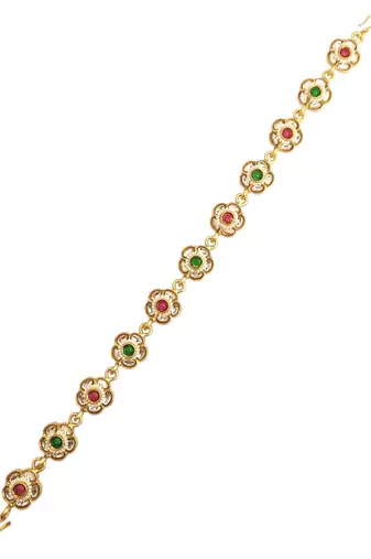 Gold plated floral  kundan mathapatti sheeshphool