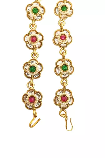 Gold plated floral  kundan mathapatti sheeshphool