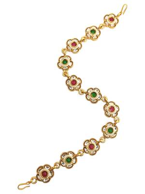 Gold plated floral  kundan mathapatti sheeshphool 5