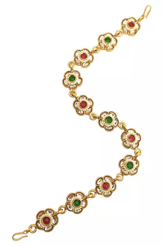 Gold plated floral  kundan mathapatti sheeshphool