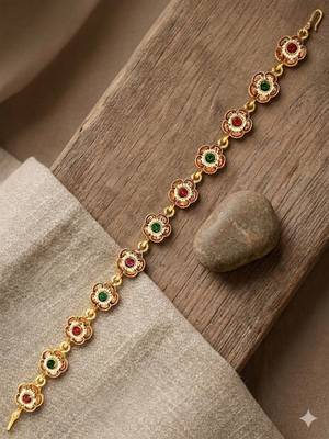 Gold plated floral design mathapatti sheeshphool 1